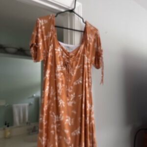 Floral Midi Dress in Orange